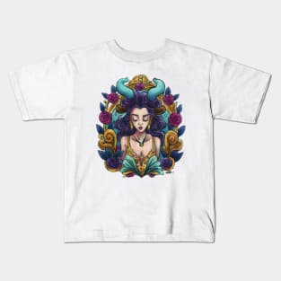 Zodiac Sign Taurus Art Deco Watercolour Kids T-Shirt